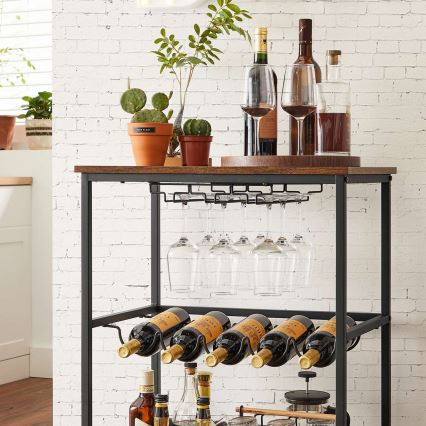 MARGE Serving Table for Bottles and Glasses, Brown/Black