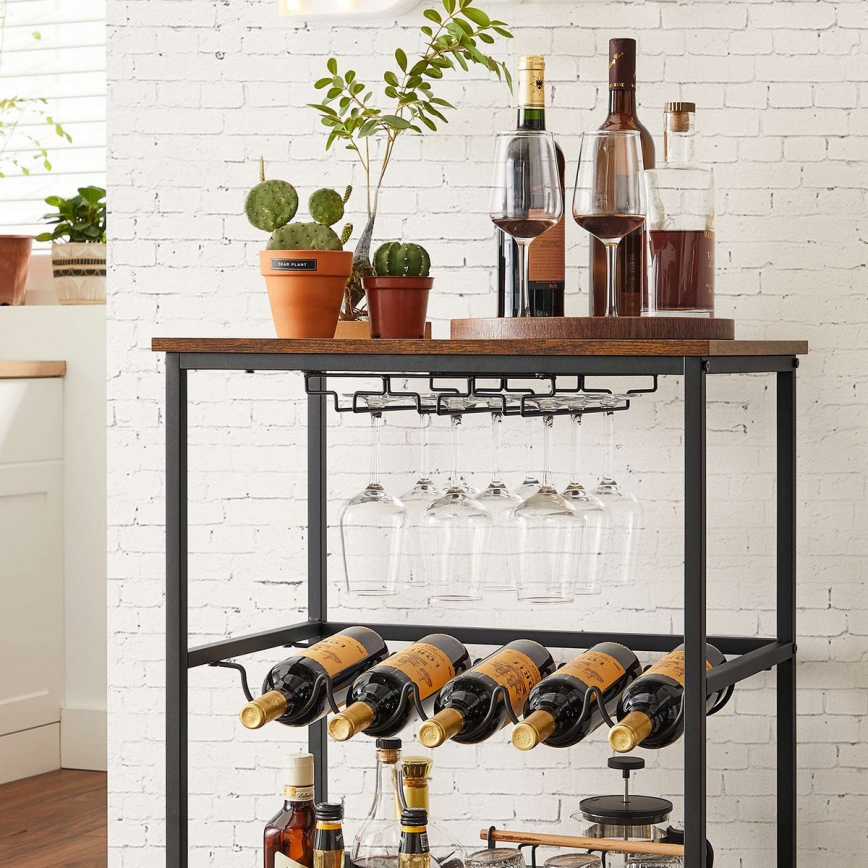 MARGE Serving Table for Bottles and Glasses, Brown/Black