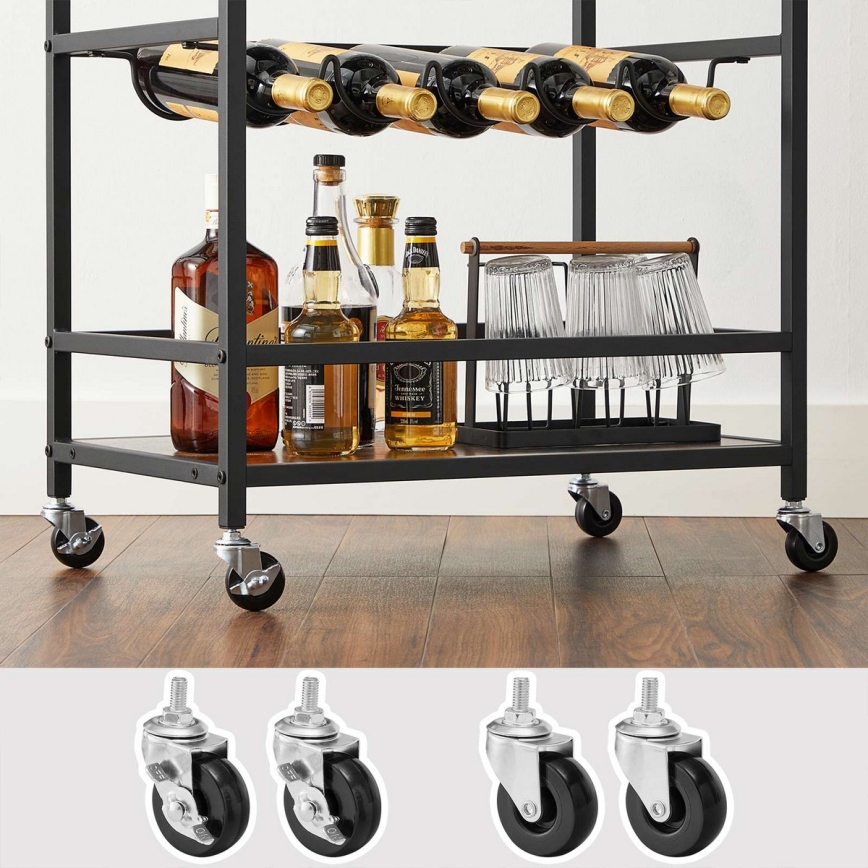 MARGE Serving Table for Bottles and Glasses, Brown/Black