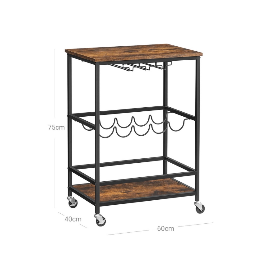 MARGE Serving Table for Bottles and Glasses, Brown/Black