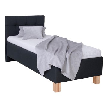 MARIA ONE upholstered bed with built-in storage, 90x200 cm, anthracite — mattress not included