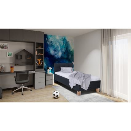 MARIA ONE upholstered bed with built-in storage, 90x200 cm, anthracite — mattress not included