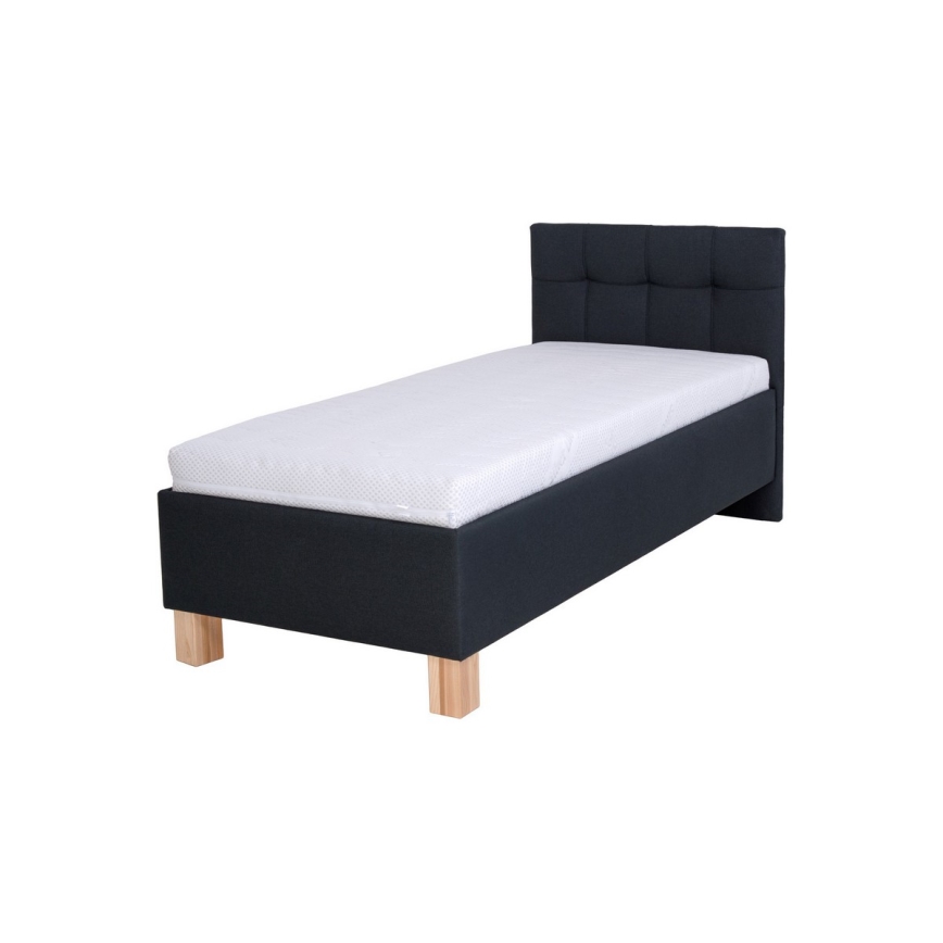 MARIA ONE upholstered bed with built-in storage, 90x200 cm, anthracite — mattress not included