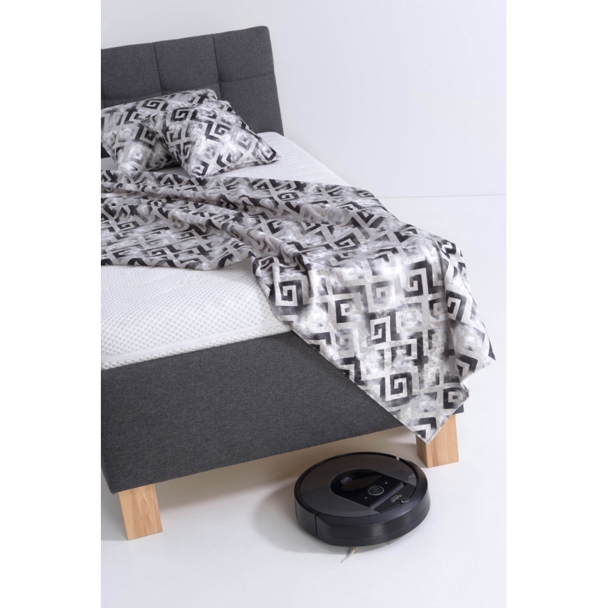 MARIA ONE Upholstered Bed with Mattress and Storage, 90 x 200 cm, Grey