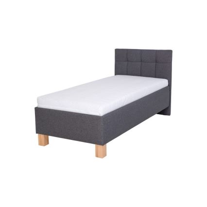 MARIA ONE Upholstered Bed with Mattress and Storage, 90 x 200 cm, Grey