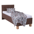 MARIA ONE Upholstered Bed with Mattress and Storage, 90x200 cm, Brown