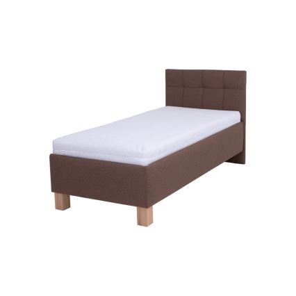 MARIA ONE Upholstered Bed with Mattress and Storage, 90x200 cm, Brown