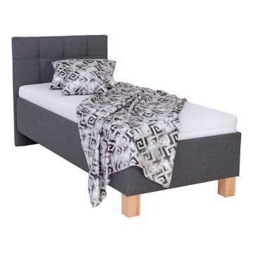 MARIA ONE Upholstered Bed with Mattress and Storage, 90x200 cm, Grey