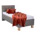 MARIA ONE upholstered bed with mattress and storage, 90x200 cm, taupe