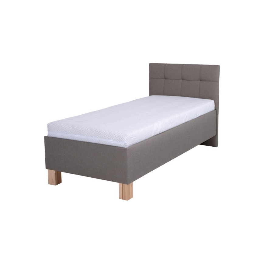 MARIA ONE upholstered bed with mattress and storage, 90x200 cm, taupe
