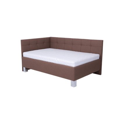 MARIA PETITE Upholstered Bed with Mattress and Storage, 120x200 cm, Brown