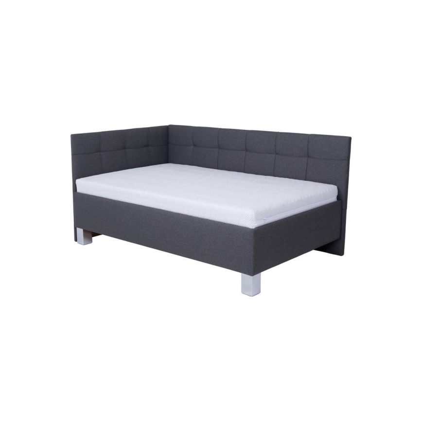 MARIA PETITE upholstered bed with mattress and storage compartment, 120x200 cm, grey
