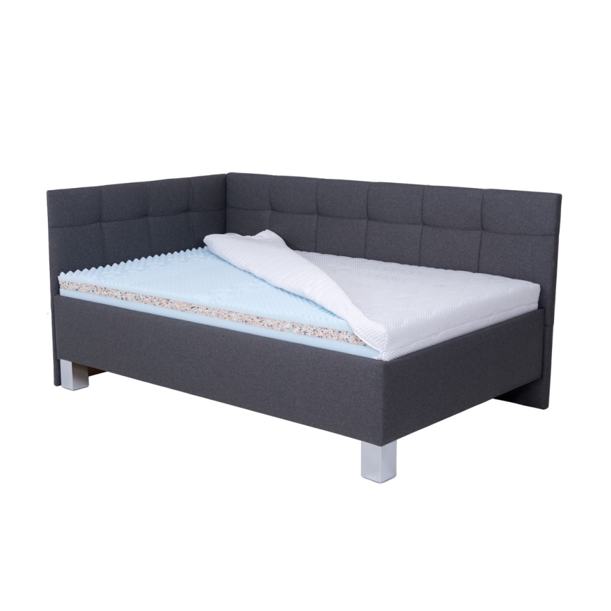 MARIA PETITE Upholstered Bed with Storage (Mattress Not Included) 120x200 cm, Grey