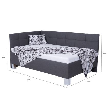 MARIA PETITE Upholstered Bed with Storage (Mattress Not Included) 120x200 cm, Grey