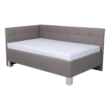 MARIA PETITE Upholstered Bed with Storage — 120 × 200 cm, Taupe (mattress not included)