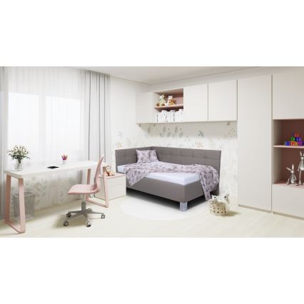 MARIA PETITE Upholstered Bed with Storage — 120 × 200 cm, Taupe (mattress not included)