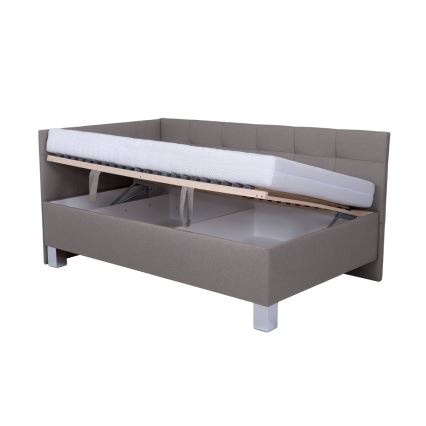 MARIA PETITE Upholstered Bed with Storage — 120 × 200 cm, Taupe (mattress not included)