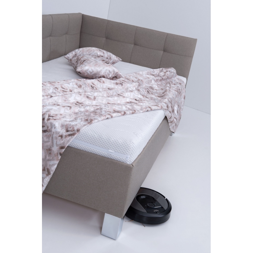 MARIA PETITE Upholstered Bed with Storage — 120 × 200 cm, Taupe (mattress not included)