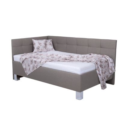 MARIA PETITE Upholstered Bed with Storage — 120 × 200 cm, Taupe (mattress not included)