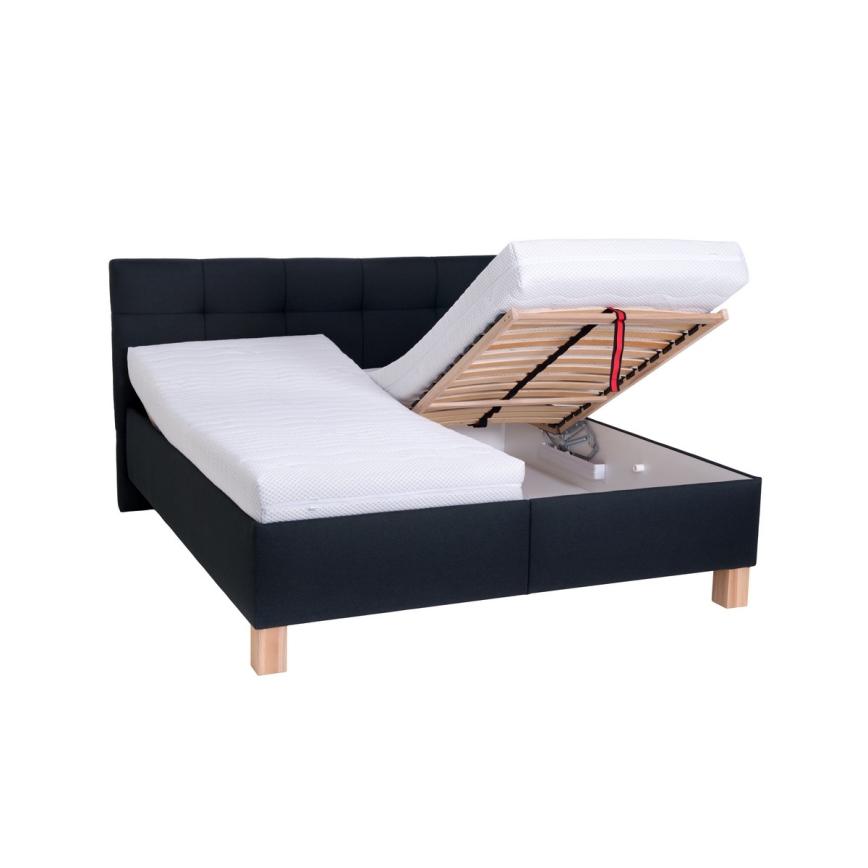 MARIA upholstered bed with mattress and storage, 160 x 200 cm, anthracite