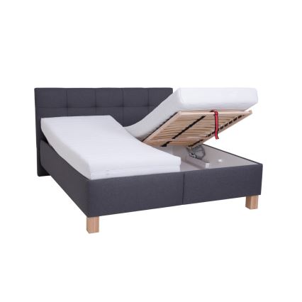 MARIA Upholstered Bed with Mattress and Storage 160x200 cm, Grey