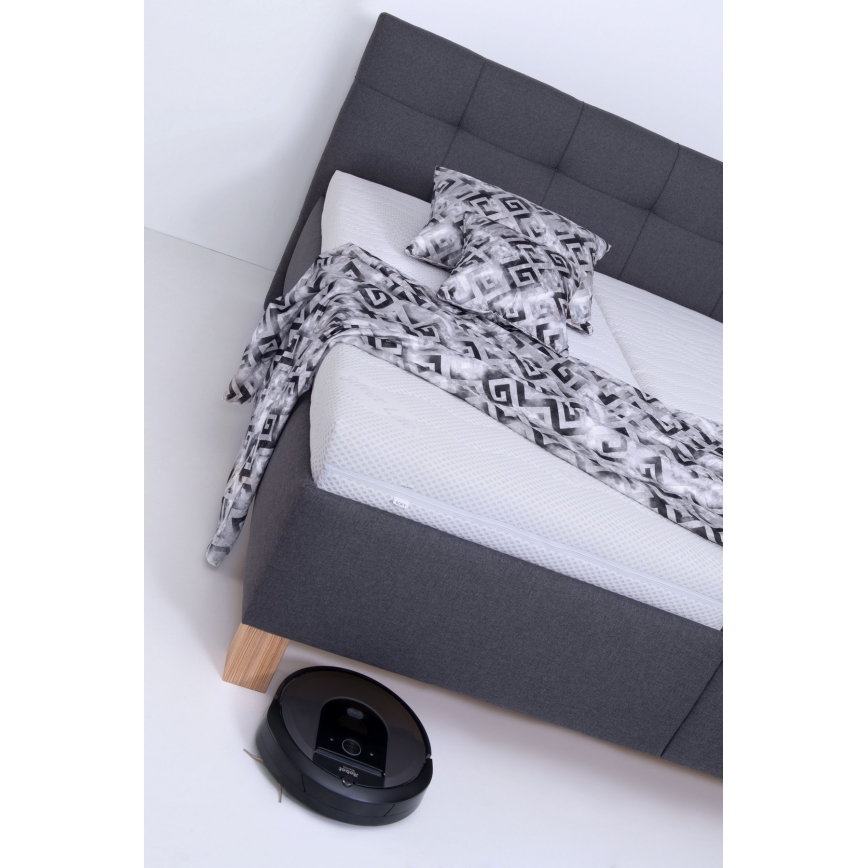 MARIA Upholstered Bed with Mattress and Storage, 160x200 cm, Grey