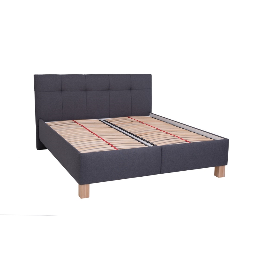 MARIA Upholstered Bed with Mattress and Storage 160x200 cm, Grey