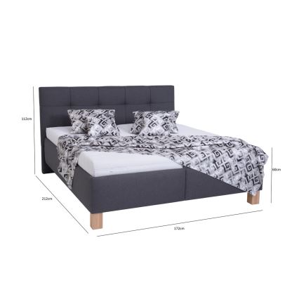 MARIA Upholstered Bed with Mattress and Storage 160x200 cm, Grey