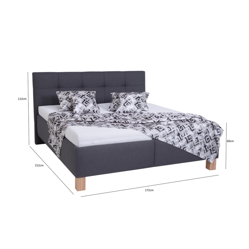 MARIA Upholstered Bed with Mattress and Storage 160x200 cm, Grey