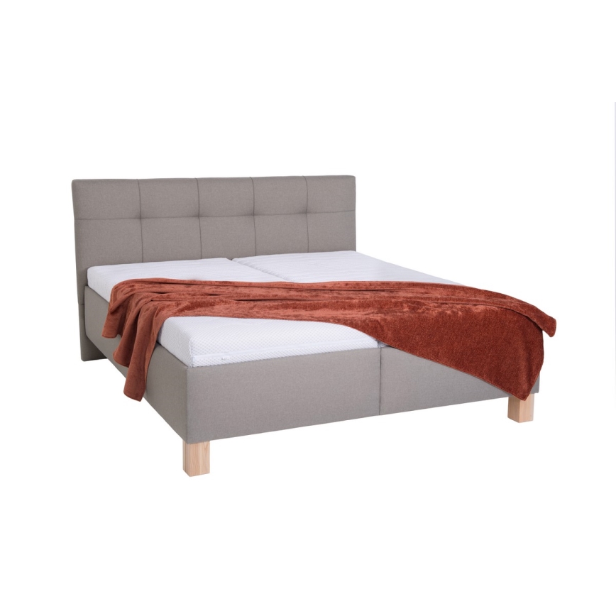 MARIA Upholstered Bed with Mattress and Storage, 160x200 cm, Taupe