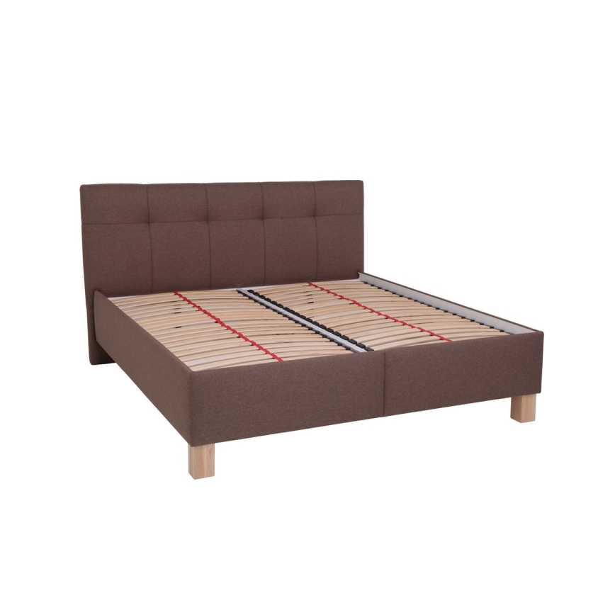 MARIA Upholstered Bed with Mattress and Storage, 180 x 200 cm, Brown