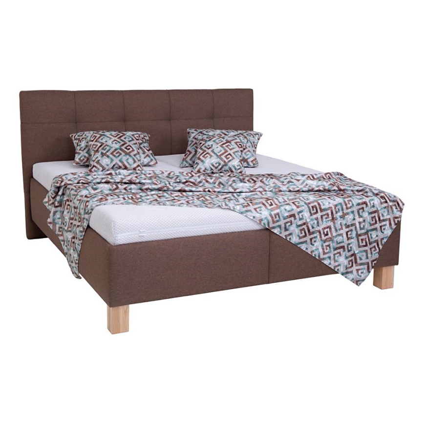 MARIA Upholstered Bed with Mattress and Storage, 180x200 cm, Brown
