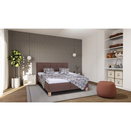 MARIA Upholstered Bed with Mattress and Storage, 180x200 cm, Brown
