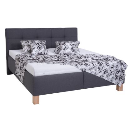 MARIA Upholstered Bed with Mattress and Storage Compartment, 180 x 200 cm, Grey