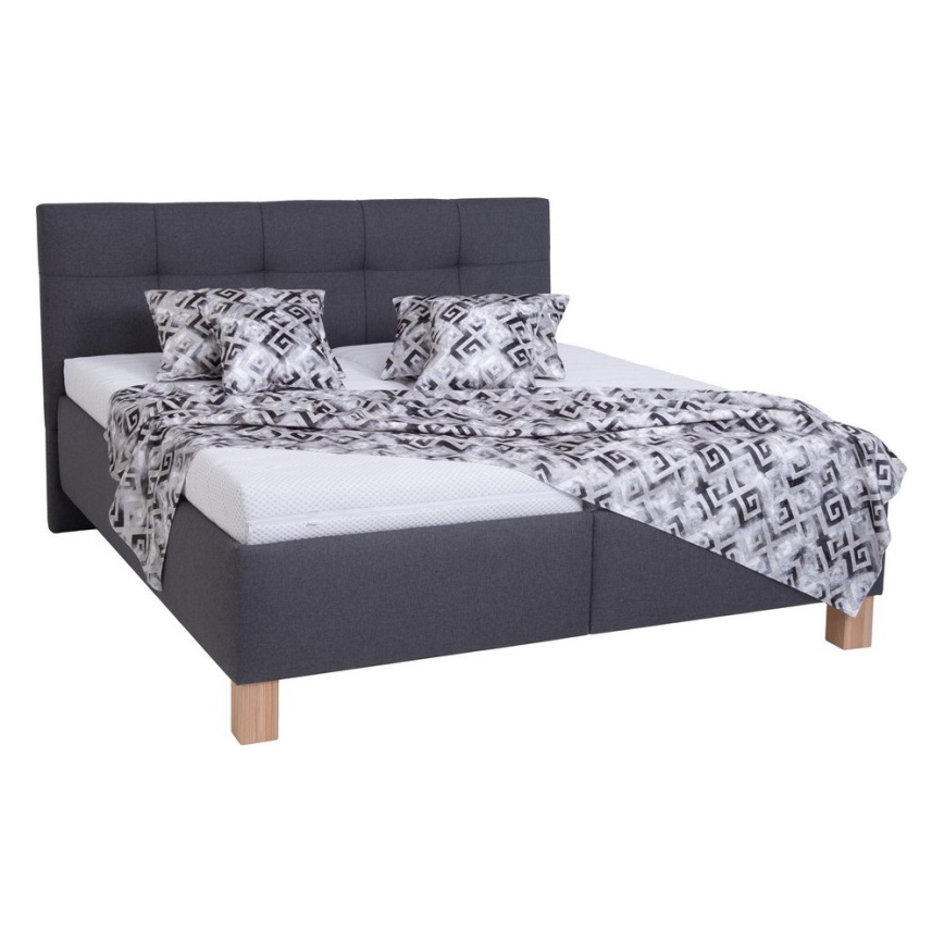 MARIA Upholstered Bed with Mattress and Storage Compartment, 180 x 200 cm, Grey