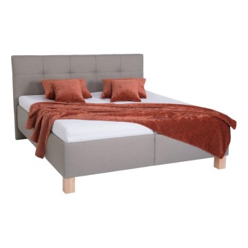 MARIA Upholstered Bed with Mattress and Storage Compartment, 180 x 200 cm, Taupe