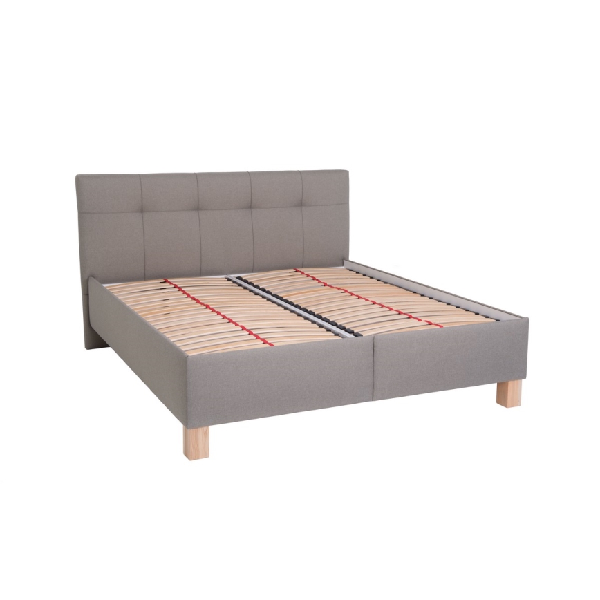 MARIA Upholstered Bed with Mattress and Storage Compartment, 180 x 200 cm, Taupe