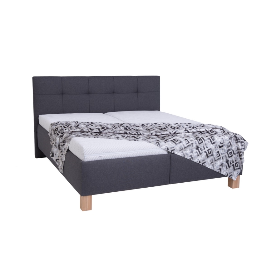 MARIA Upholstered Bed with Storage 160x200 cm – Gray (Mattress Not Included)