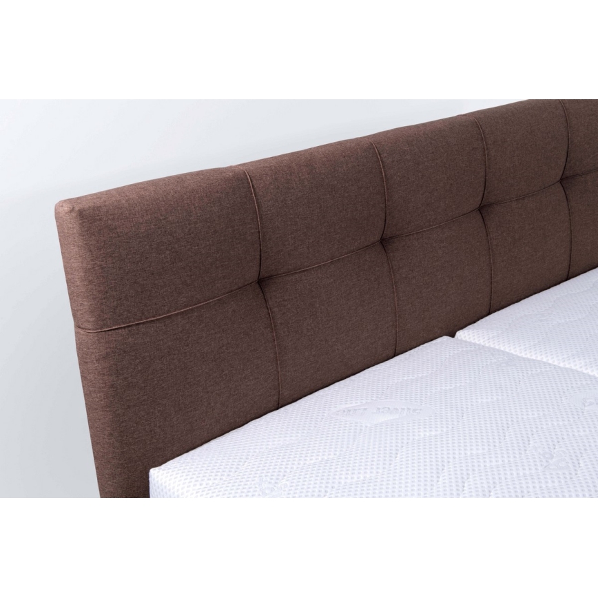 MARIA Upholstered Bed with Storage, 180 x 200 cm, Brown – Mattress Not Included