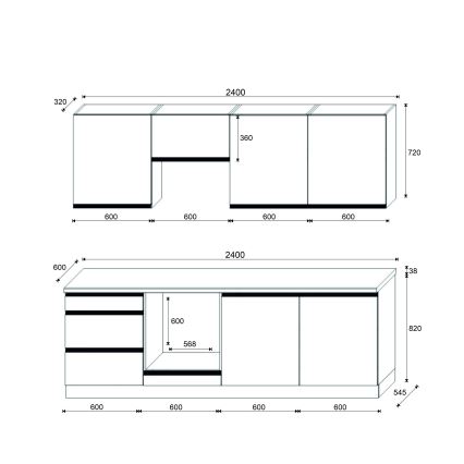 MARINA 240 cm Kitchen Unit in Craft Oak