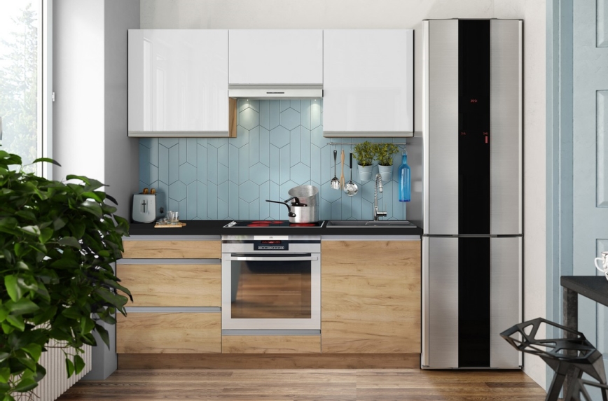 MARINA Kitchen Unit 180 cm Craft Oak/Glossy White