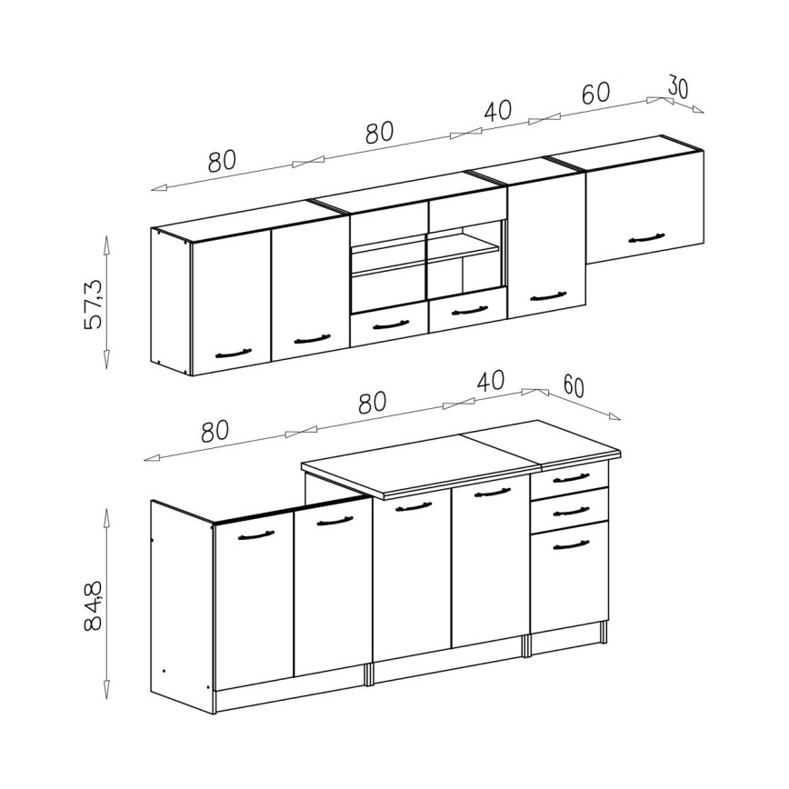 MARISA 260 cm White Kitchen Unit