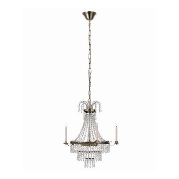 Markslöjd 105157 - Crystal chandelier on a chain MARIELUND 3xE14/40W/230V brass