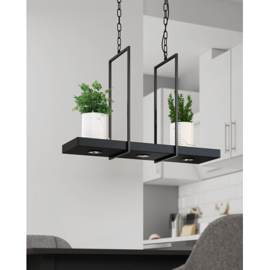 Markslöjd 105780 - LED Dimmable chandelier on a chain TRAY 3xLED/3W/230V black