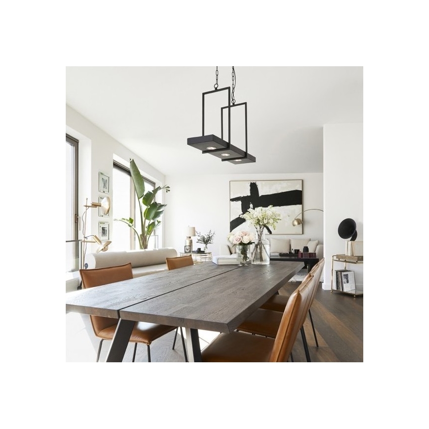 Markslöjd 105780 - LED Dimmable chandelier on a chain TRAY 3xLED/3W/230V black