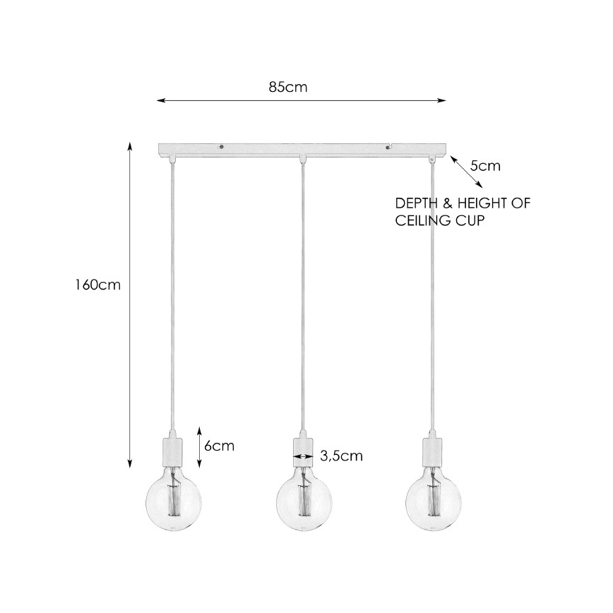 Markslöjd 106335 - Chandelier on a string SKY 3xE27/60W/230V