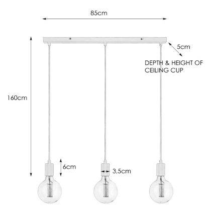Markslöjd 106336 - Chandelier on a string SKY 3xE27/60W/230V