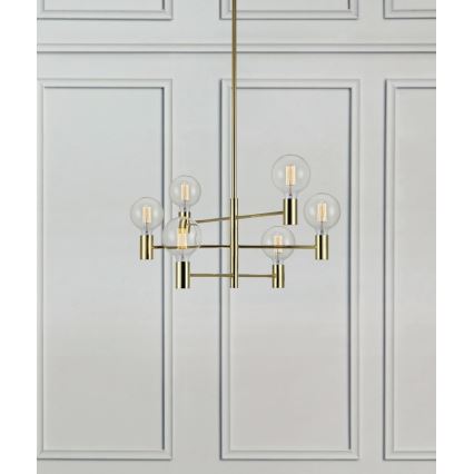 Markslöjd 106418 - Pendant chandelier CAPITAL 6xE27/60W/230V brass