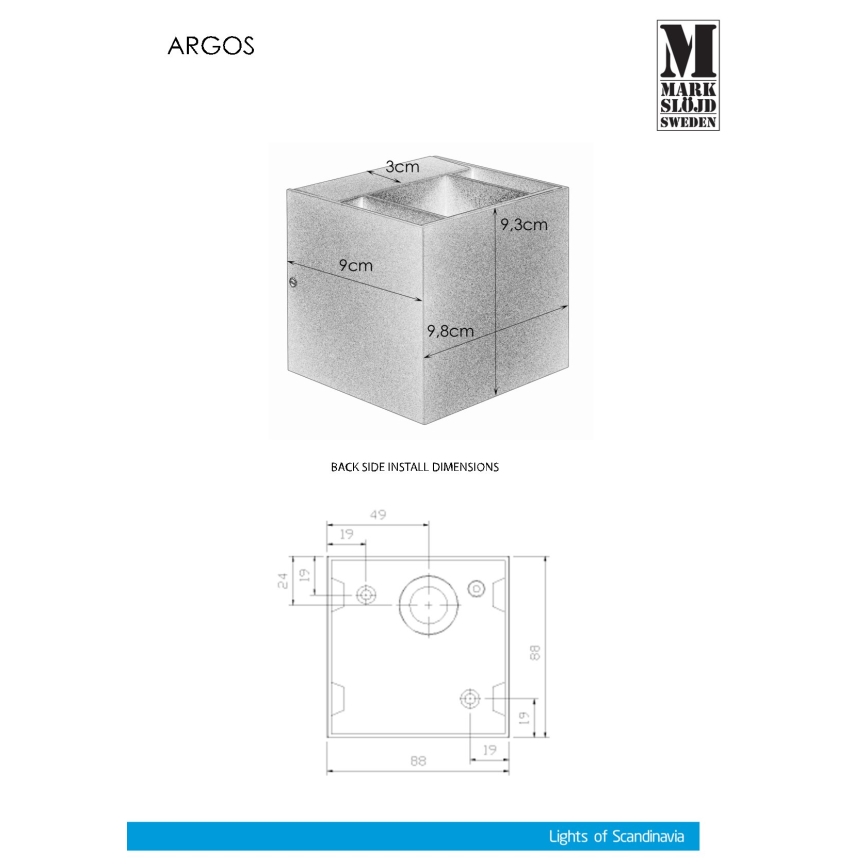Markslöjd 106521 - LED Outdoor light ARGOS LED/4W/230V IP44 grey