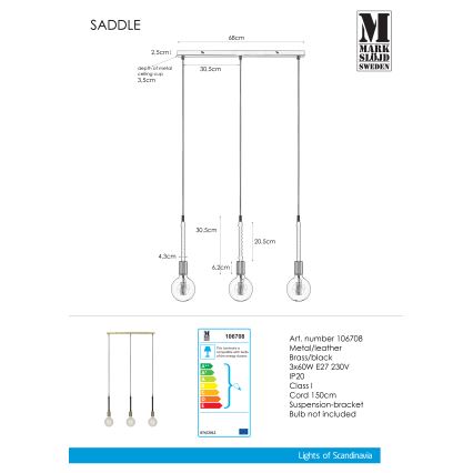 Markslöjd 106708 - Chandelier on a string SEDLO 3xE27/60W/230V